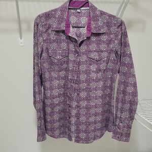 Cinch Purple Patterned Women's Button Down Shirt
